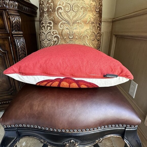 Envogue Decorative Pillow Pumpkin Patch Embroidered Down Fill 19" x 19" EUC - Picture 6 of 10